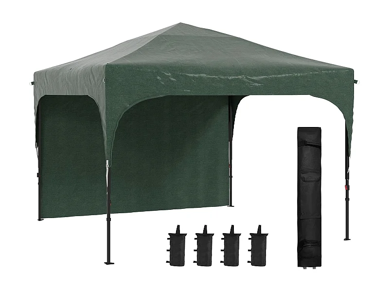 Carpa Tamy Outsunny plegable + altura ajustable + pared lateral verde 265x300x300 cm