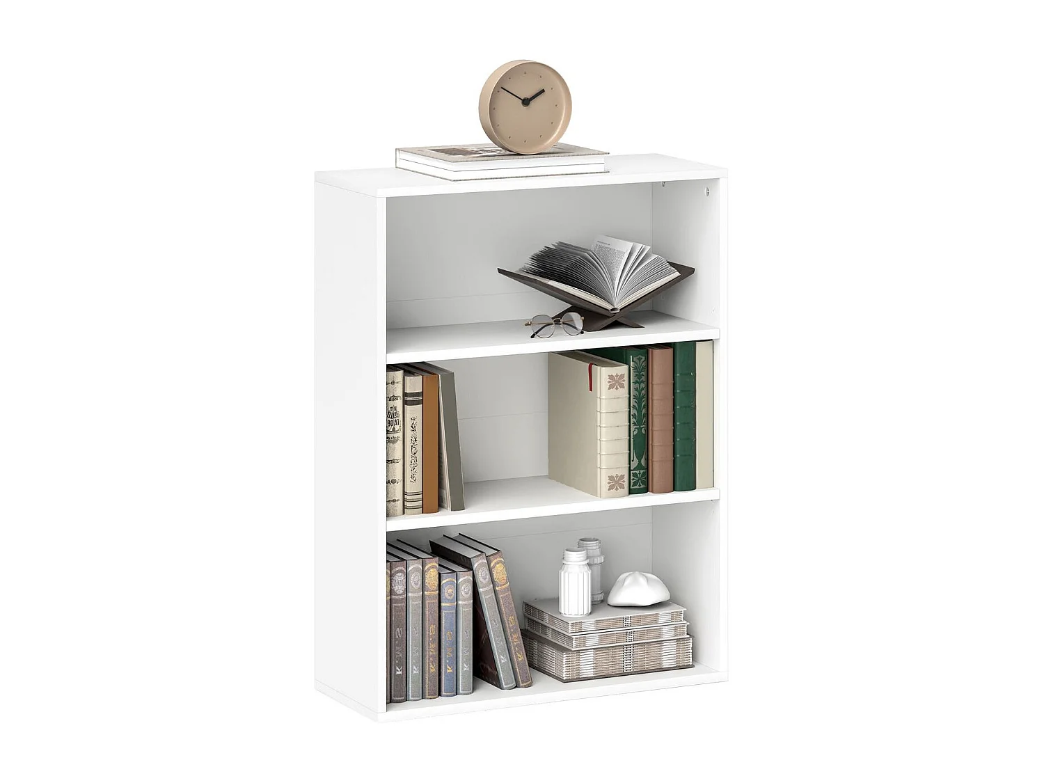 Estantería Waddles Homcom 3 niveles blanco 80x60x24 cm