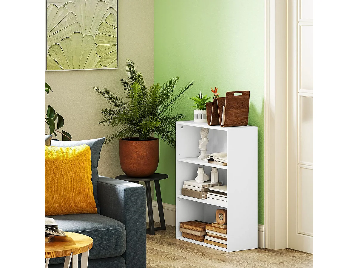 Estantería Waddles Homcom 3 niveles blanco 80x60x24 cm