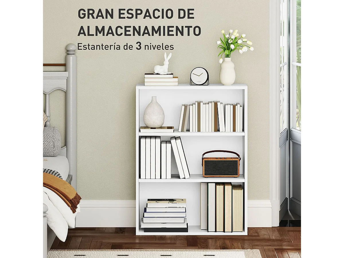 Estantería Waddles Homcom 3 niveles blanco 80x60x24 cm