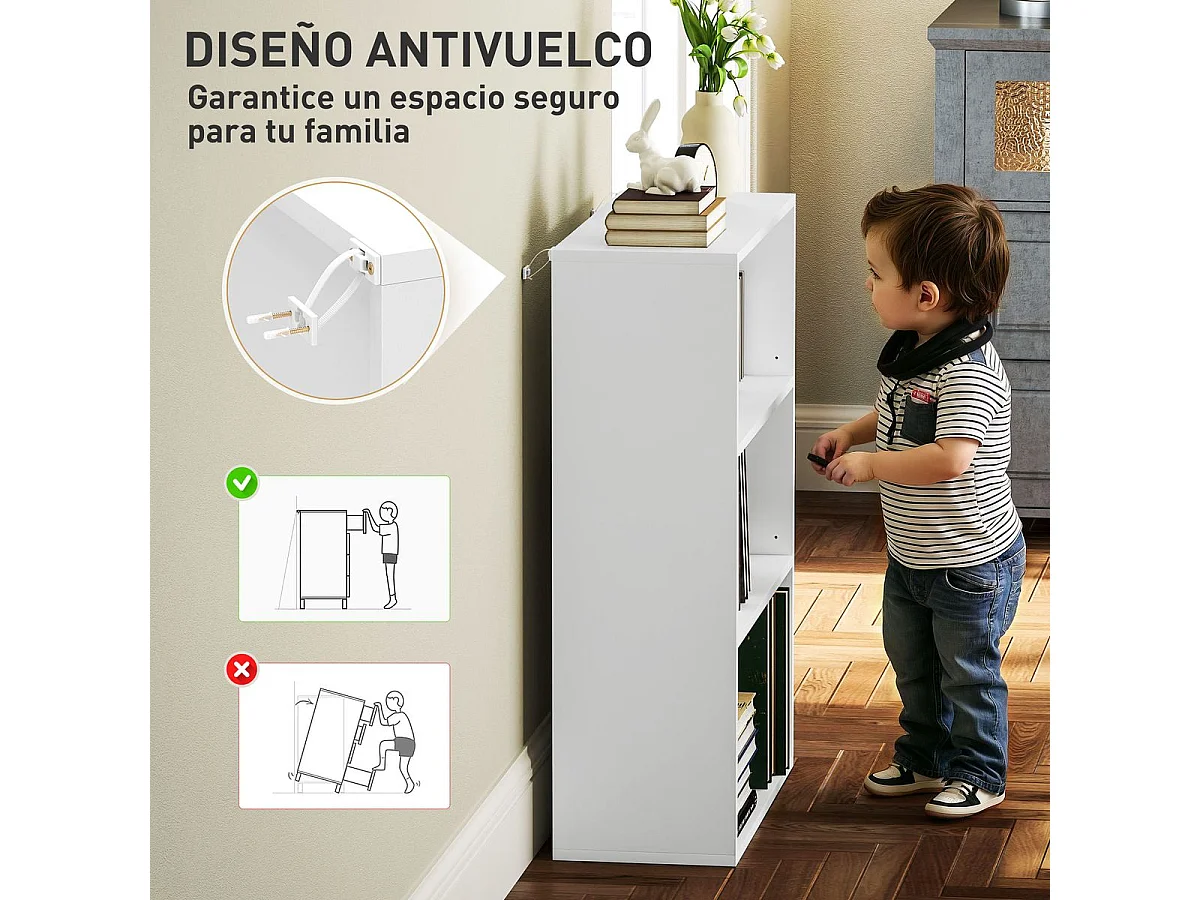 Estantería Waddles Homcom 3 niveles blanco 80x60x24 cm