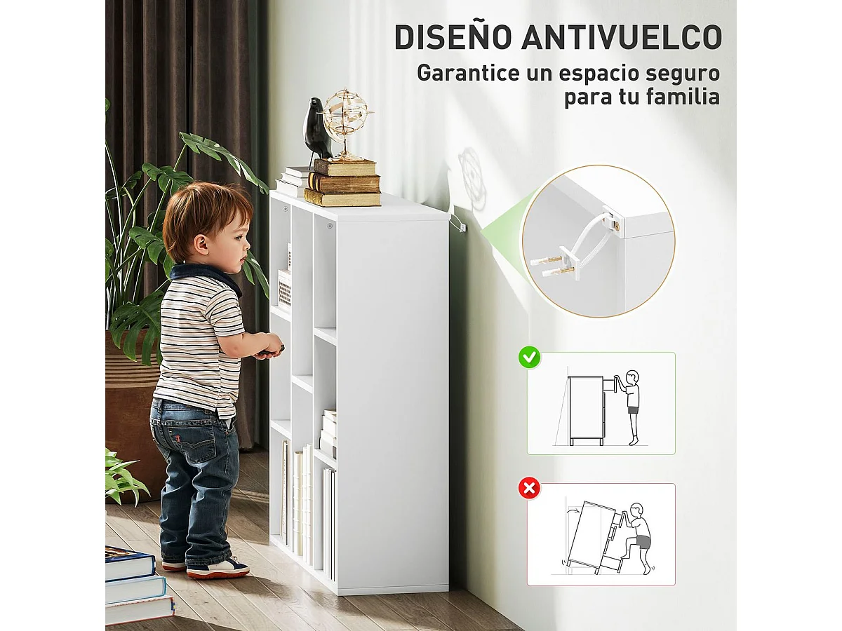 Estantería Alhia Homcom 8 compartimentos blanco 80x74,3x24 cm