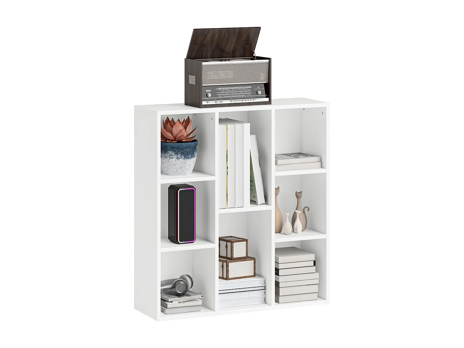 Estantería Alhia Homcom 8 compartimentos blanco 80x74,3x24 cm