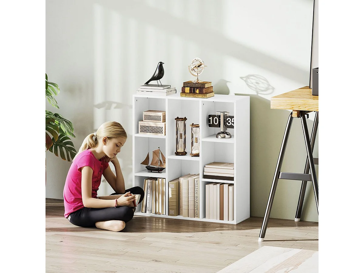 Estantería Alhia Homcom 8 compartimentos blanco 80x74,3x24 cm