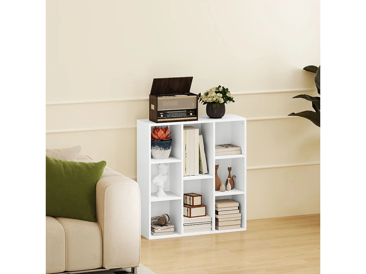 Estantería Alhia Homcom 8 compartimentos blanco 80x74,3x24 cm