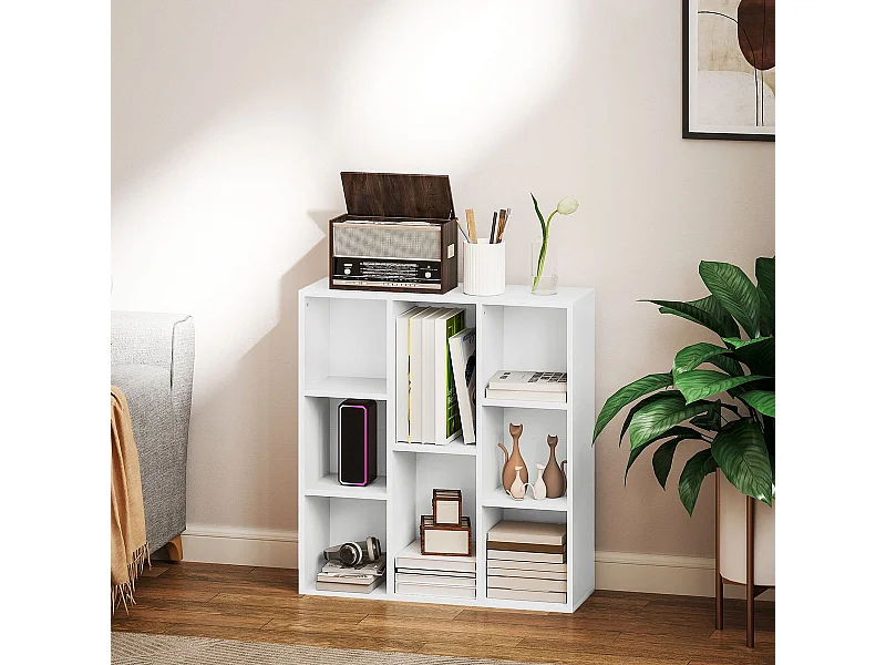 Estantería Alhia Homcom 8 compartimentos blanco 80x74,3x24 cm