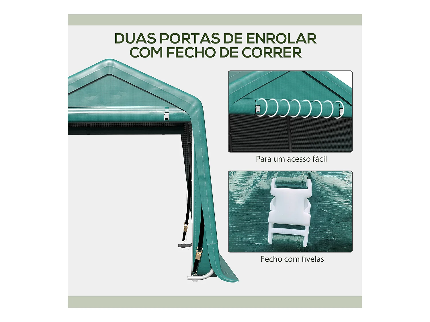 Cobertizo Caraz Outsunny lona impermeable verde 200x240x200 cm