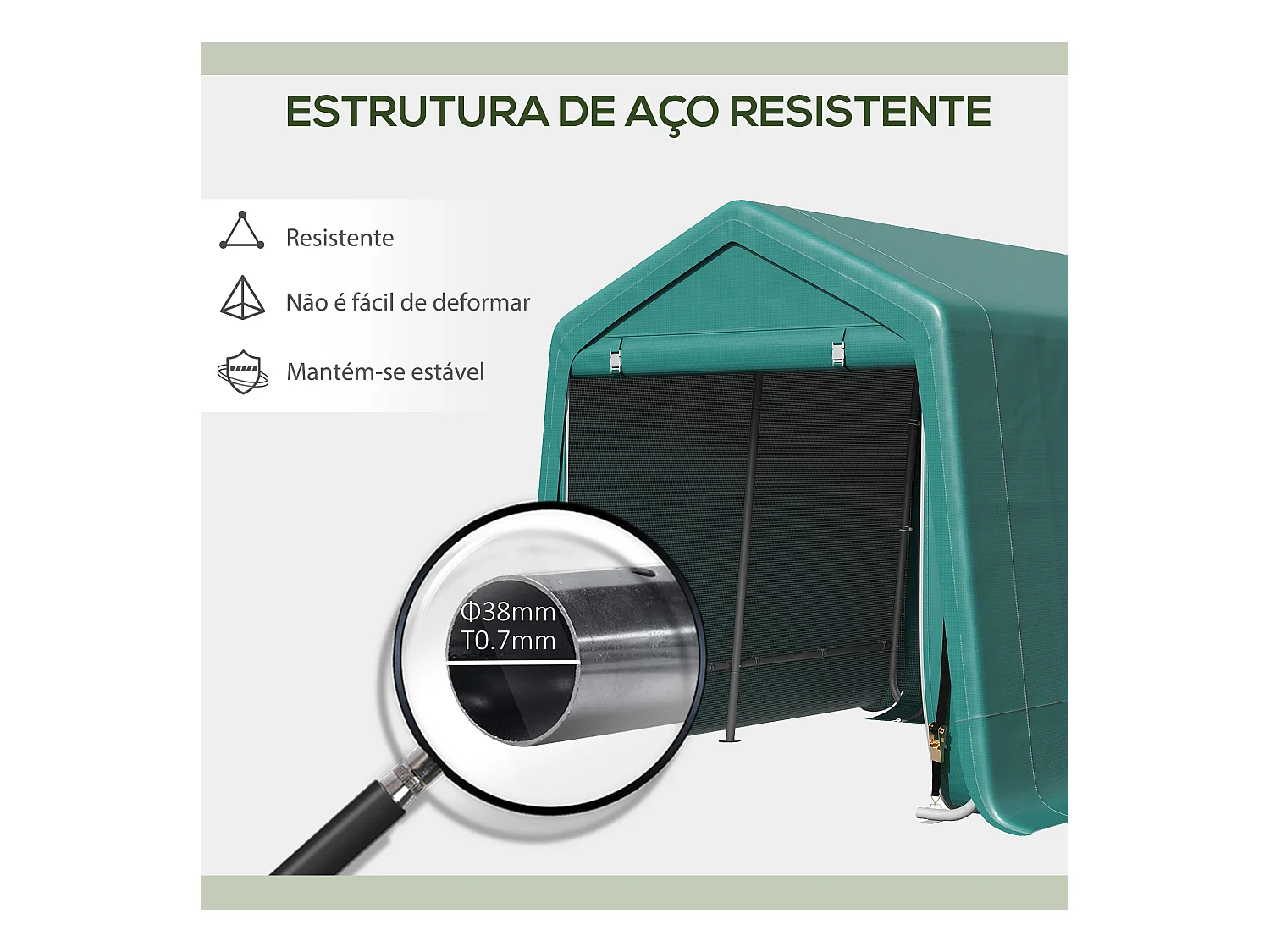 Cobertizo Caraz Outsunny lona impermeable verde 200x240x200 cm