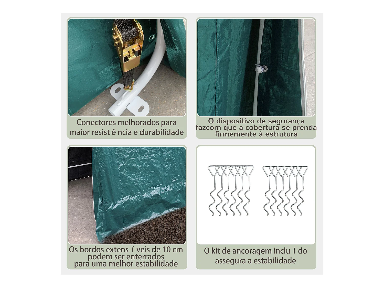 Cobertizo Caraz Outsunny lona impermeable verde 200x240x200 cm