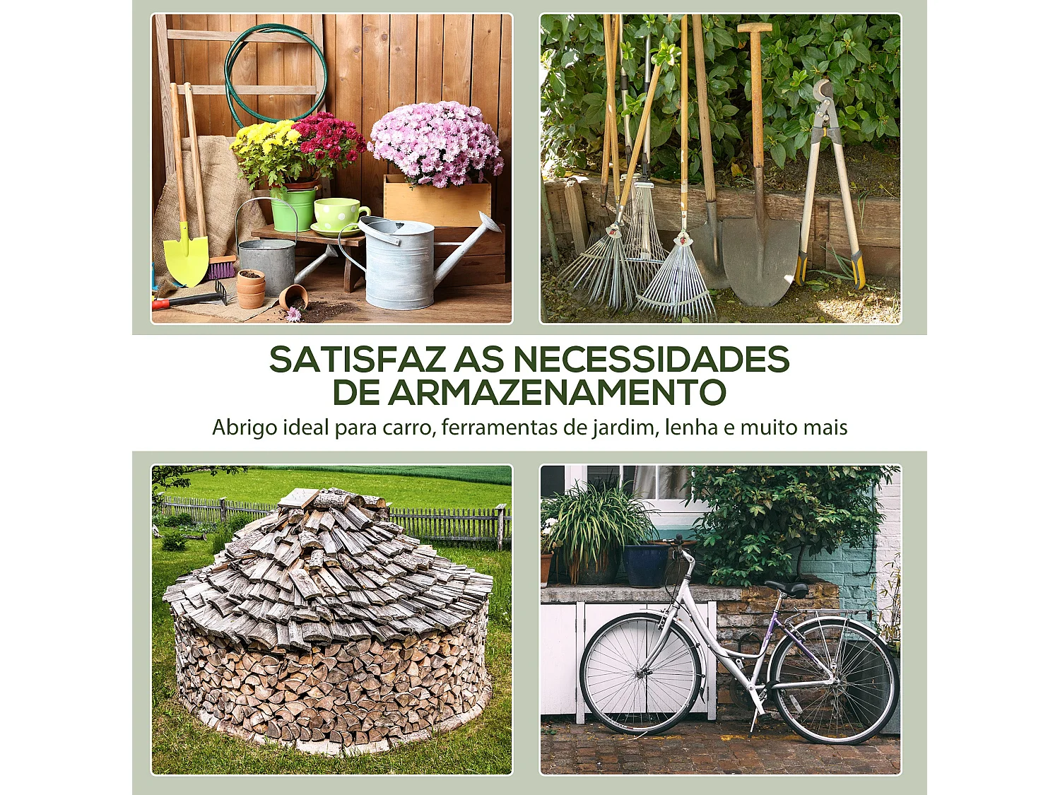 Cobertizo Caraz Outsunny lona impermeable verde 200x240x200 cm