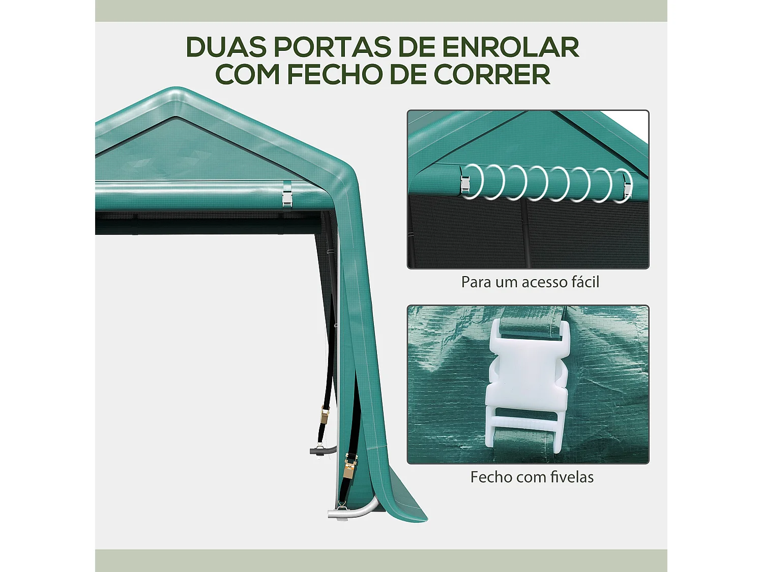 Cobertizo Caraz Outsunny lona impermeable verde 200x240x200 cm