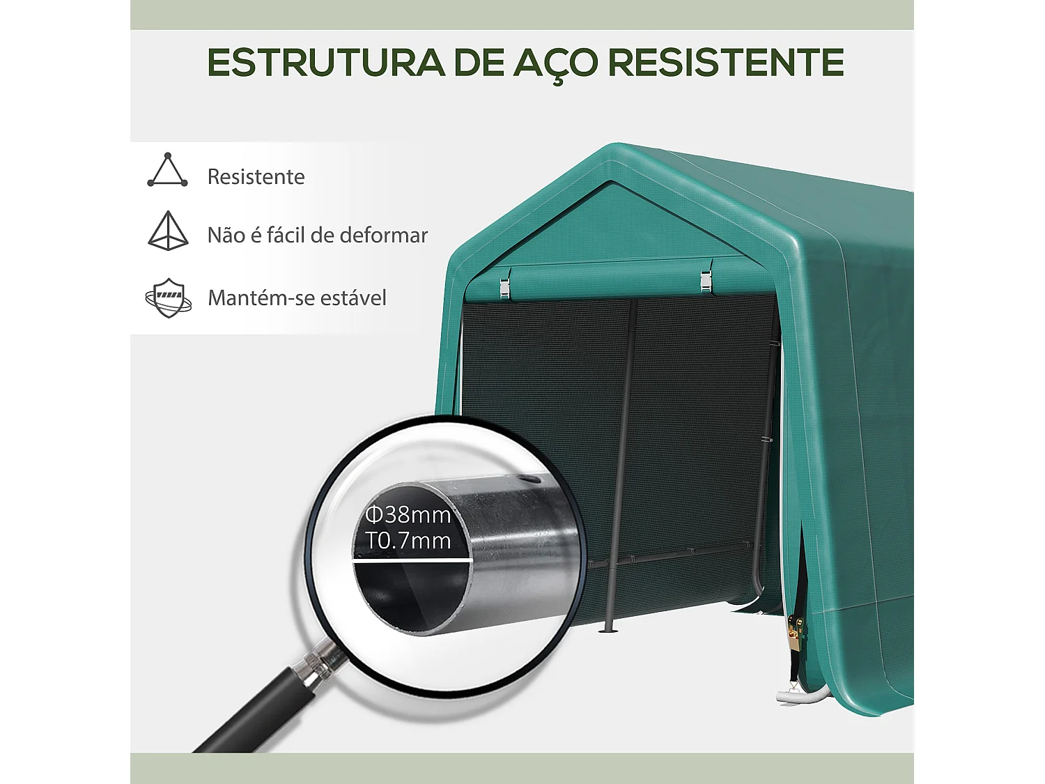 Cobertizo Caraz Outsunny lona impermeable verde 200x240x200 cm