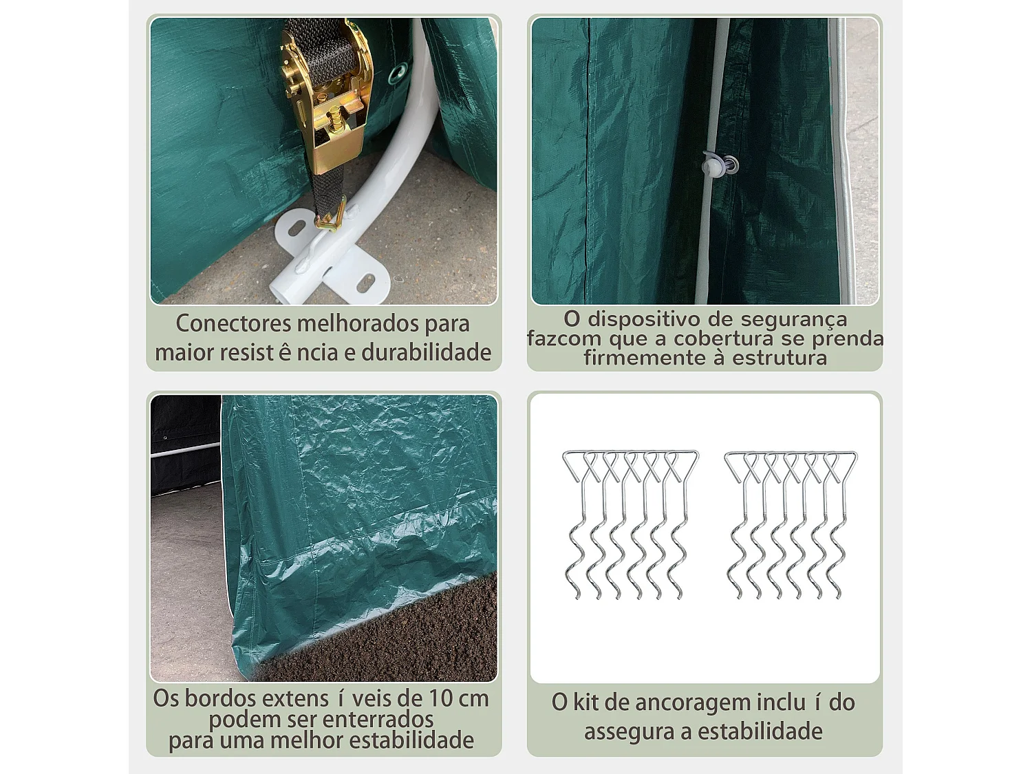 Cobertizo Caraz Outsunny lona impermeable verde 200x240x200 cm