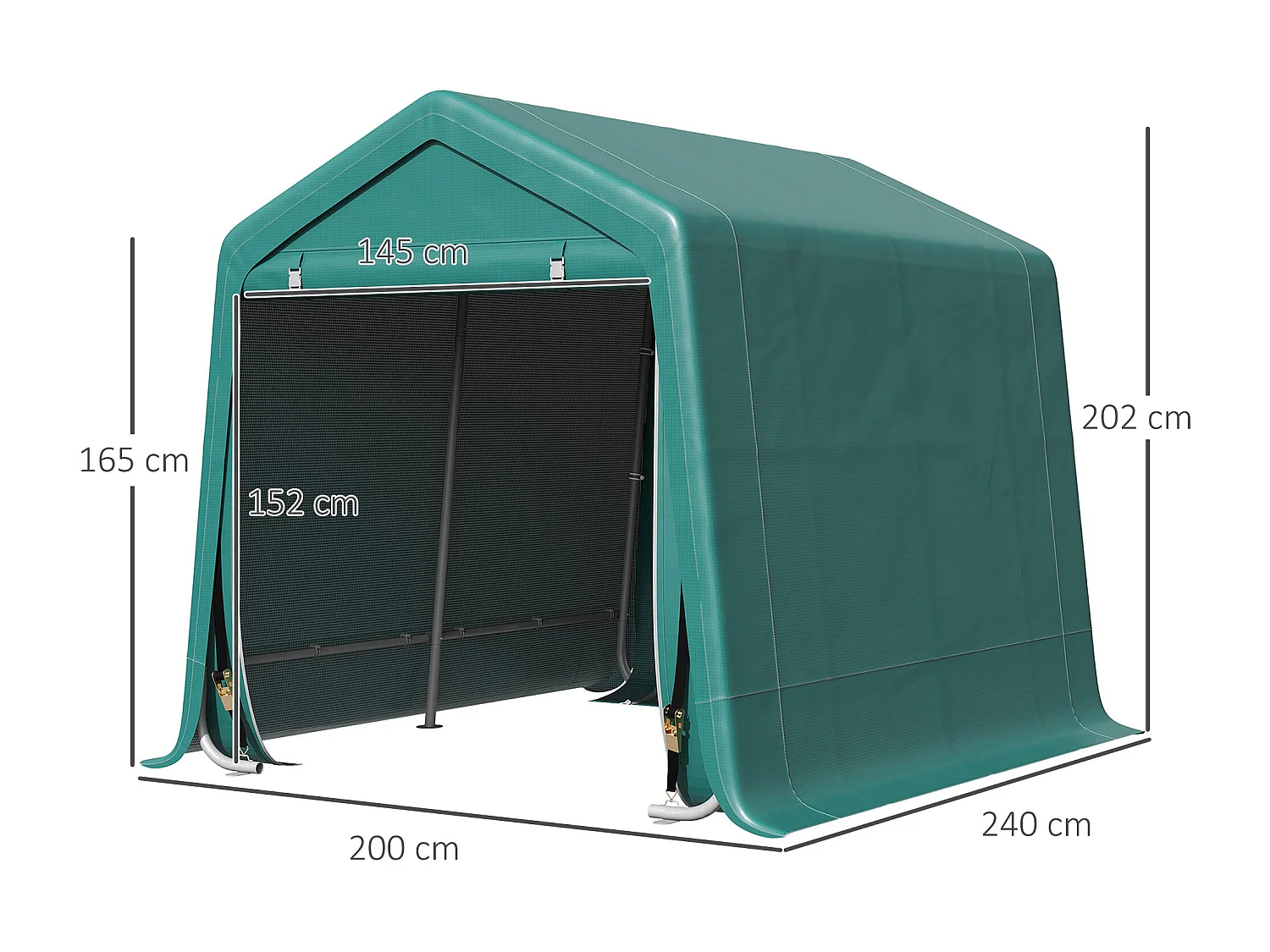 Cobertizo Caraz Outsunny lona impermeable verde 200x240x200 cm