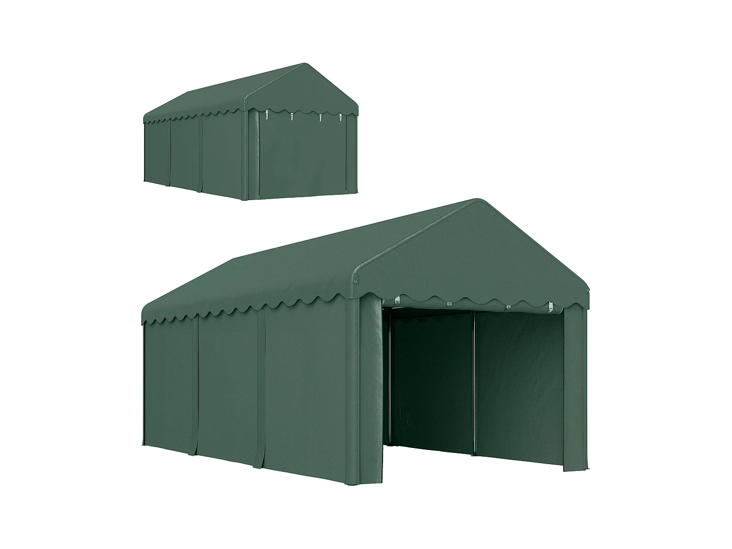 Carpa Burgos Outsunny puertas desmontables verde 280x594x300 cm