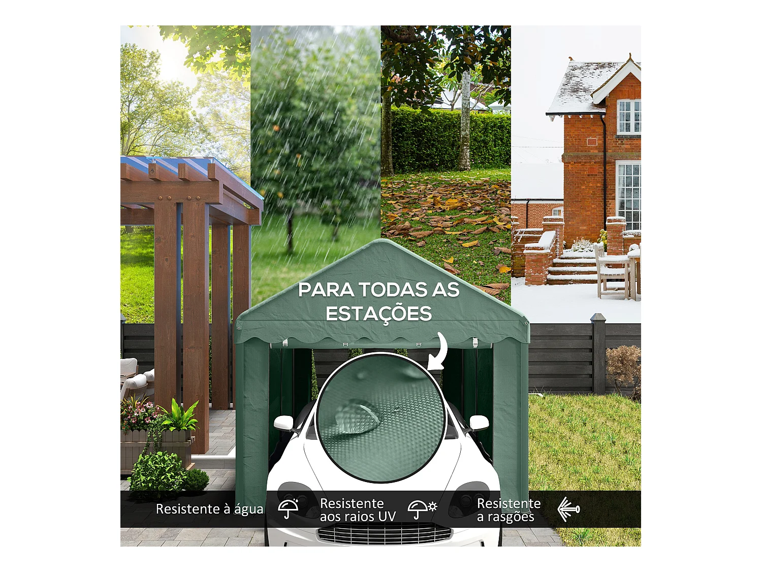Carpa Burgos Outsunny puertas desmontables verde 280x594x300 cm