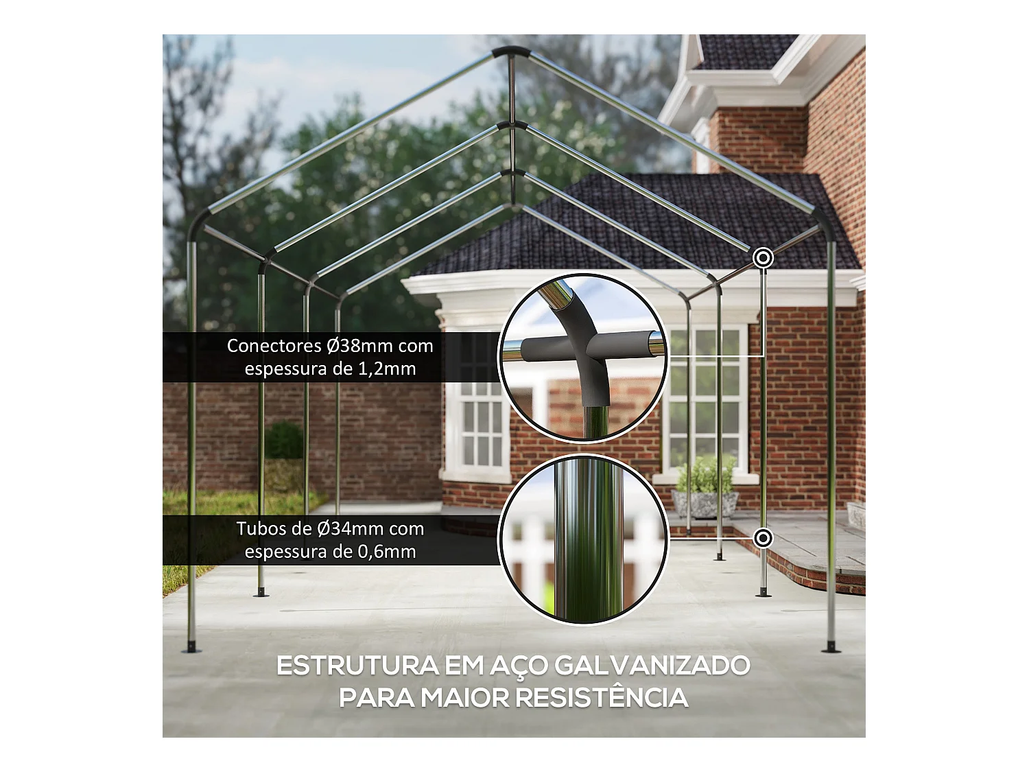 Carpa Burgos Outsunny puertas desmontables verde 280x594x300 cm