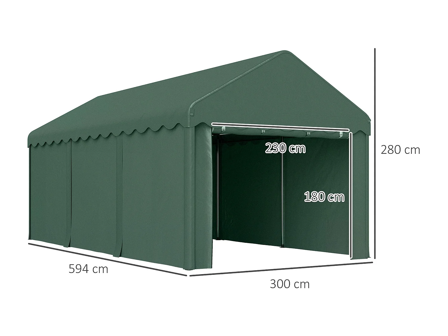 Tenda de Garagem Impermeável 6x3 m para Carros e Barcos com Estrutura Resistente e Portas Desmontáveis