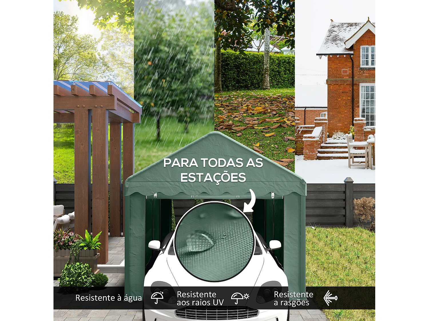 Tenda de Garagem Impermeável 6x3 m para Carros e Barcos com Estrutura Resistente e Portas Desmontáveis