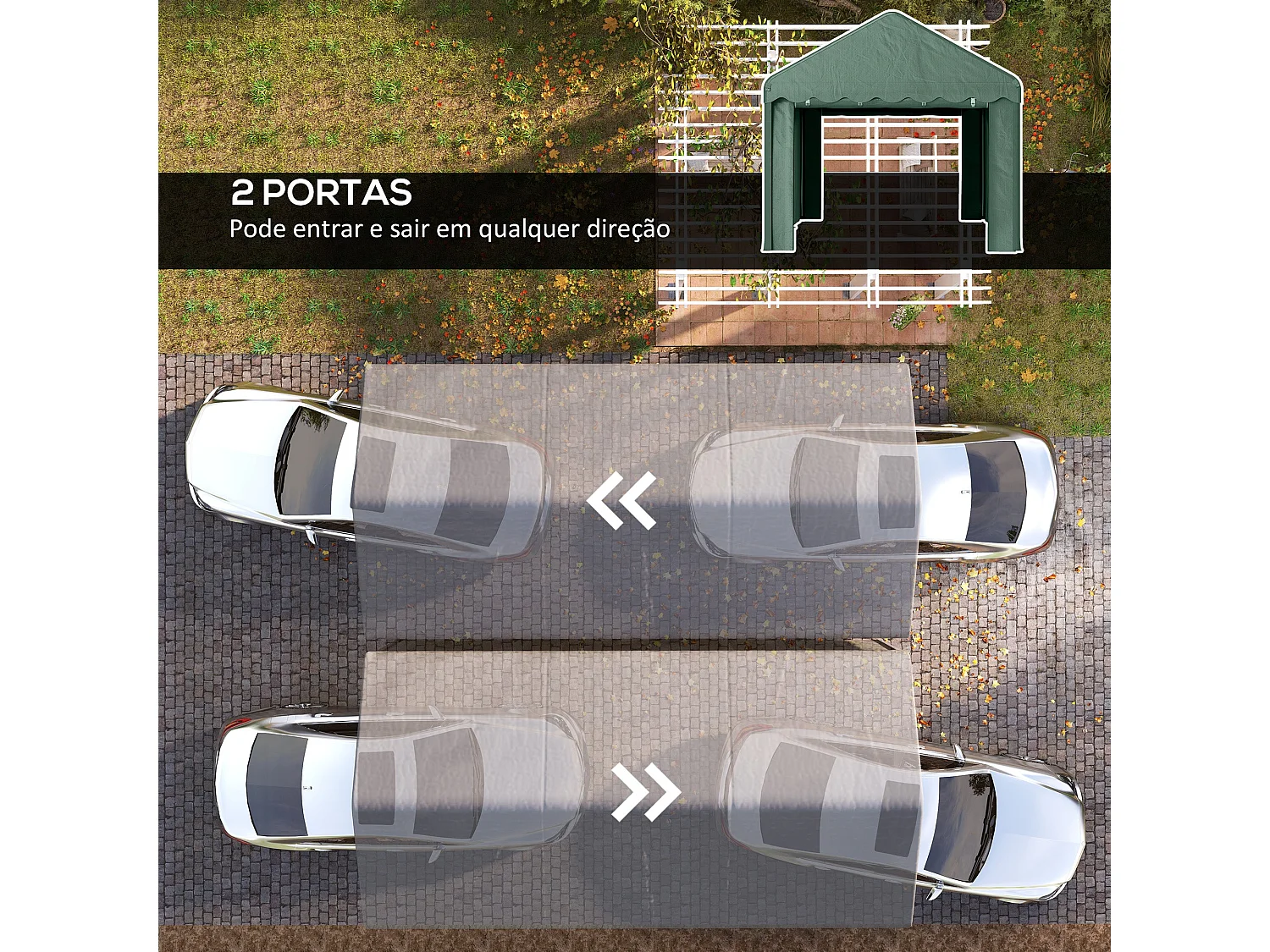 Tenda de Garagem Impermeável 6x3 m para Carros e Barcos com Estrutura Resistente e Portas Desmontáveis