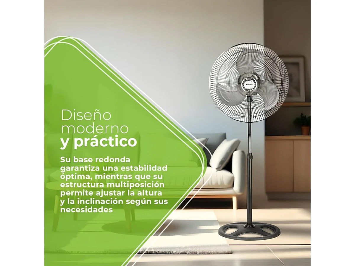 Ventilador de pie Aspes AVP501800OVN 50W 3 velocidades multiposición 3 aspas negro/inox 130 cm