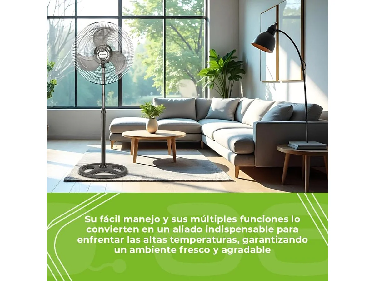 Ventilador de pie Aspes AVP501800OVN 50W 3 velocidades multiposición 3 aspas negro/inox 130 cm