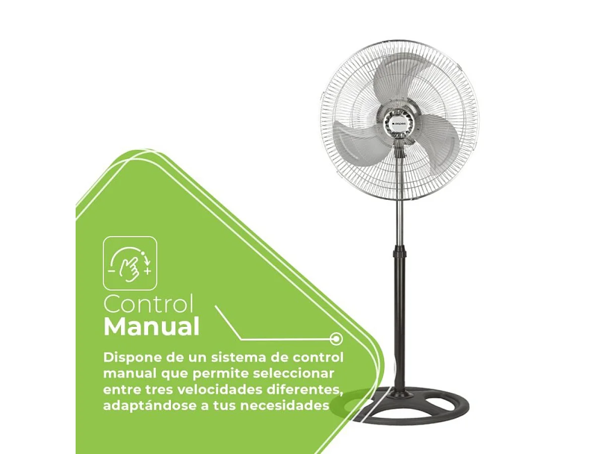 Ventilador de pie Aspes AVP501800OVN 50W 3 velocidades multiposición 3 aspas negro/inox 130 cm
