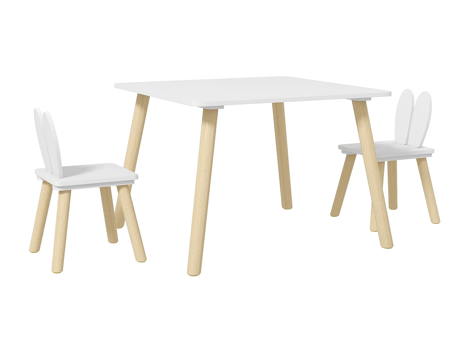 Conjunto infantil Dalia Aiyaplay mesa + 2 sillas +3A blanco/natural