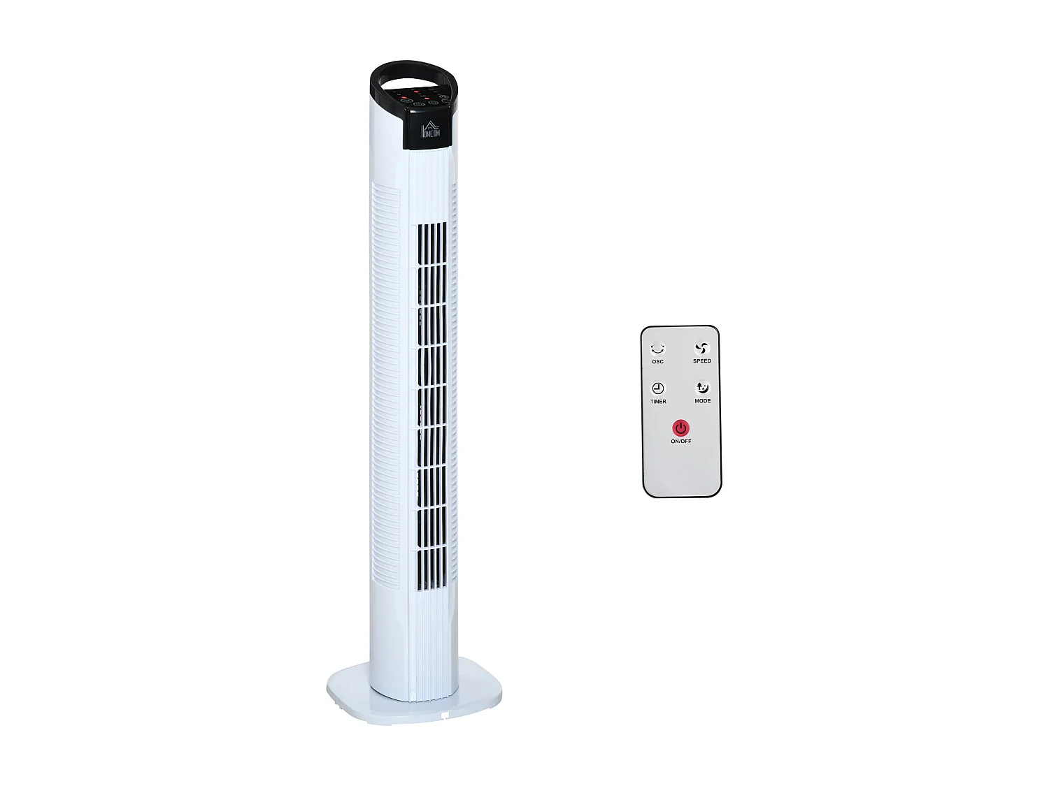 Ventilador de torre Rex Homcom 50W oscilante + 3 velocidades + control remoto blanco 78,5 cm