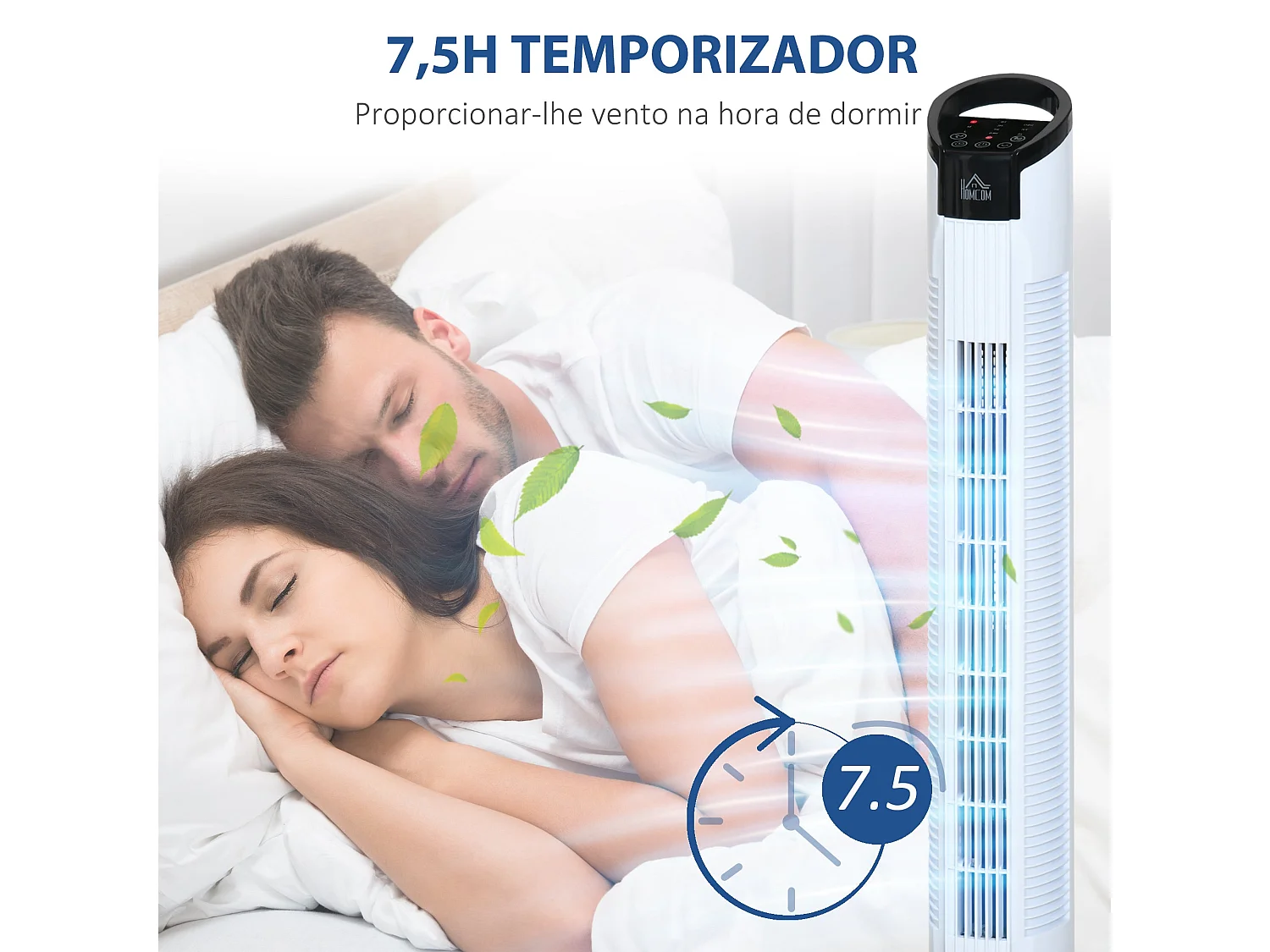 Ventilador de torre Rex Homcom 50W oscilante + 3 velocidades + control remoto blanco 78,5 cm