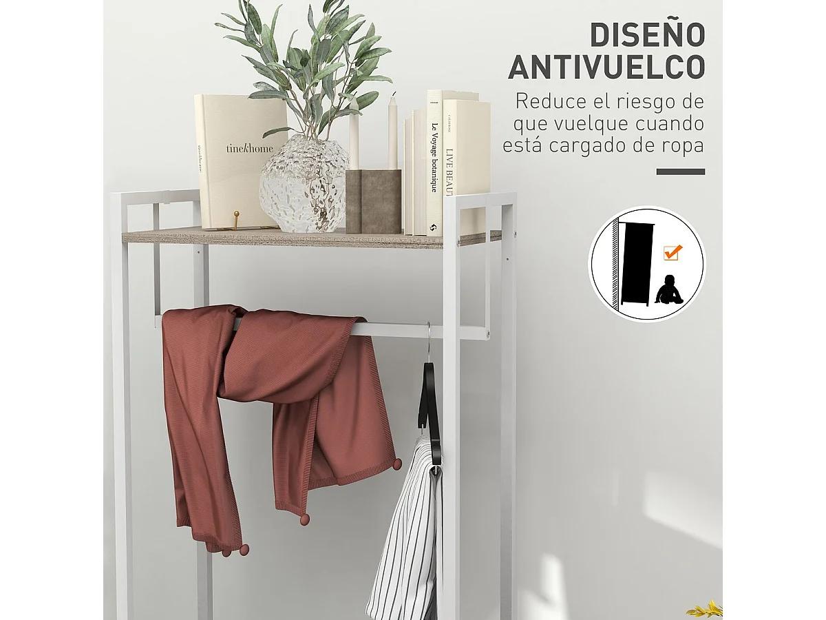 Perchero Less Homcom 3 cajones de tela + estante + barra natural 178x58,5x30 cm
