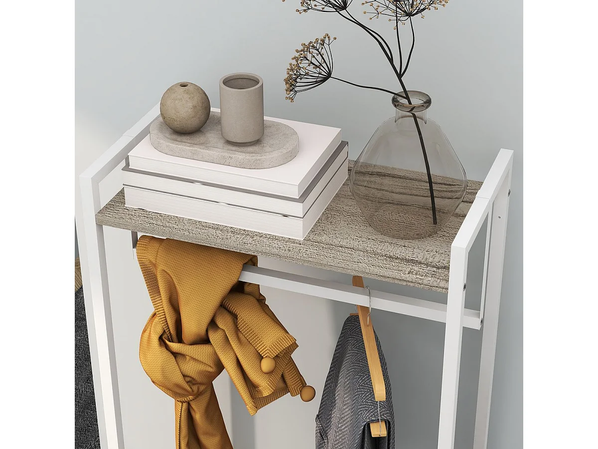 Suporte para Cabides com 3 Gavetas e Prateleira - Design Moderno para Entrada e Quarto 58,5x30x178 cm - Modelo Reykjavik