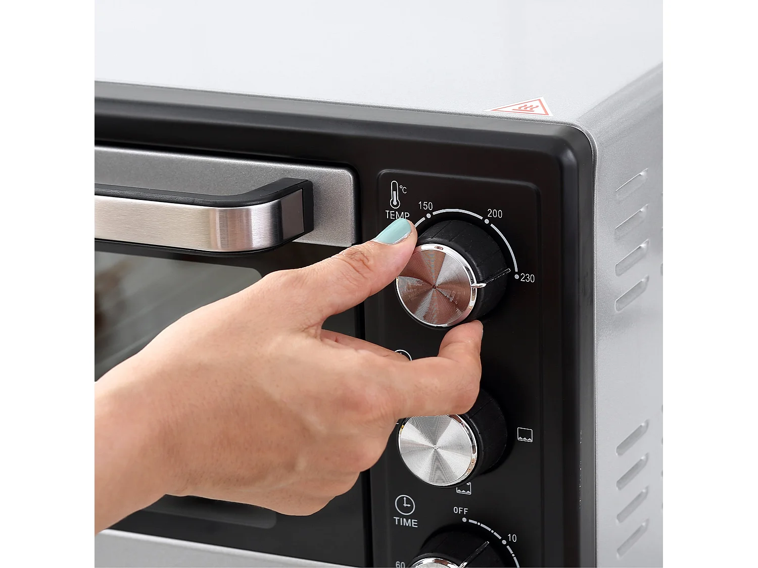 Horno eléctrico de sobremesa Homcom Casiopea 1400W portátil 16L plata 28,1x32x44 cm