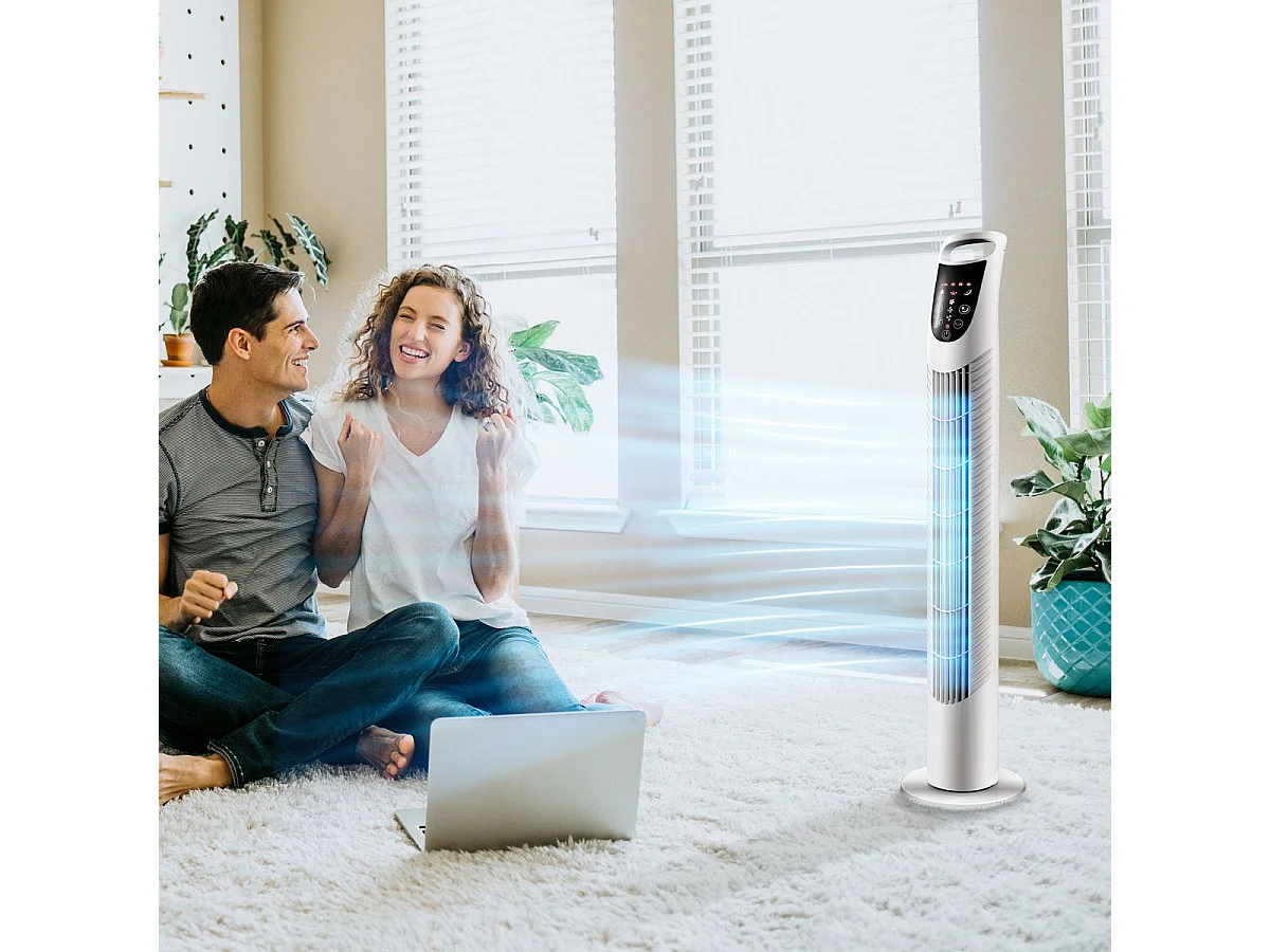 Ventilador de torre Jose Homcom 40W oscilante + 3 velocidades + control remoto blanco 78,5 cm