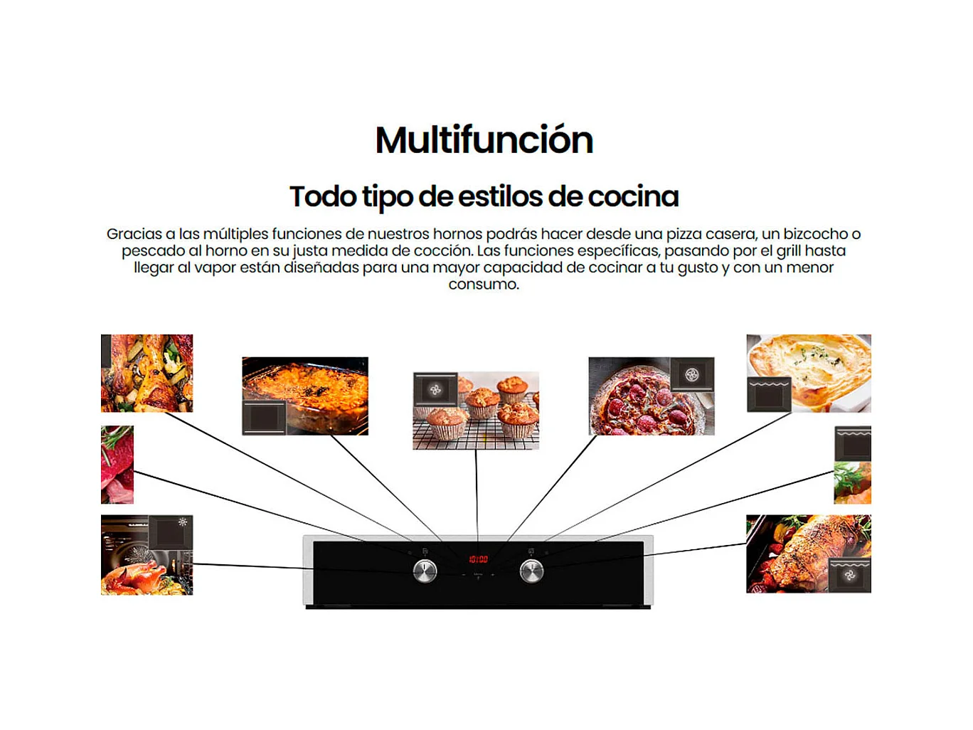 Horno Infiniton A690 3000W 65L 9 programas tecnología Vapor i-cleaning negro 59,5 cm