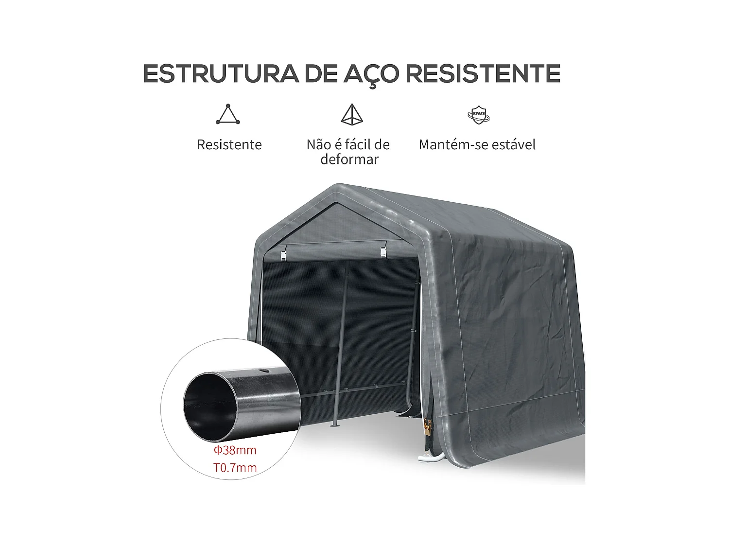 Cobertizo Caraz Outsunny lona impermeable gris oscuro 200x240x200 cm