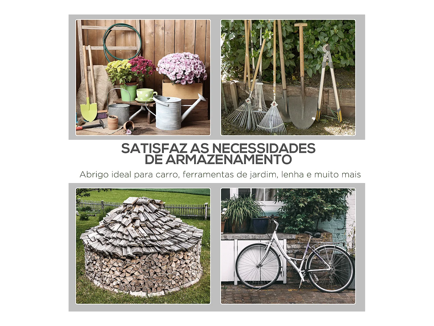 Cobertizo Caraz Outsunny lona impermeable gris oscuro 200x240x200 cm