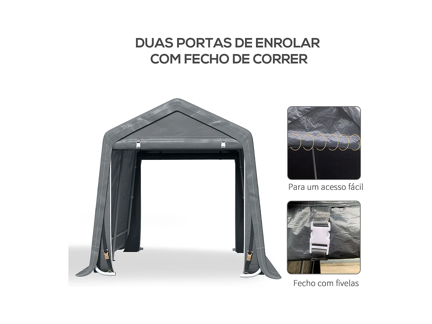 Cobertizo Caraz Outsunny lona impermeable gris oscuro 200x240x200 cm
