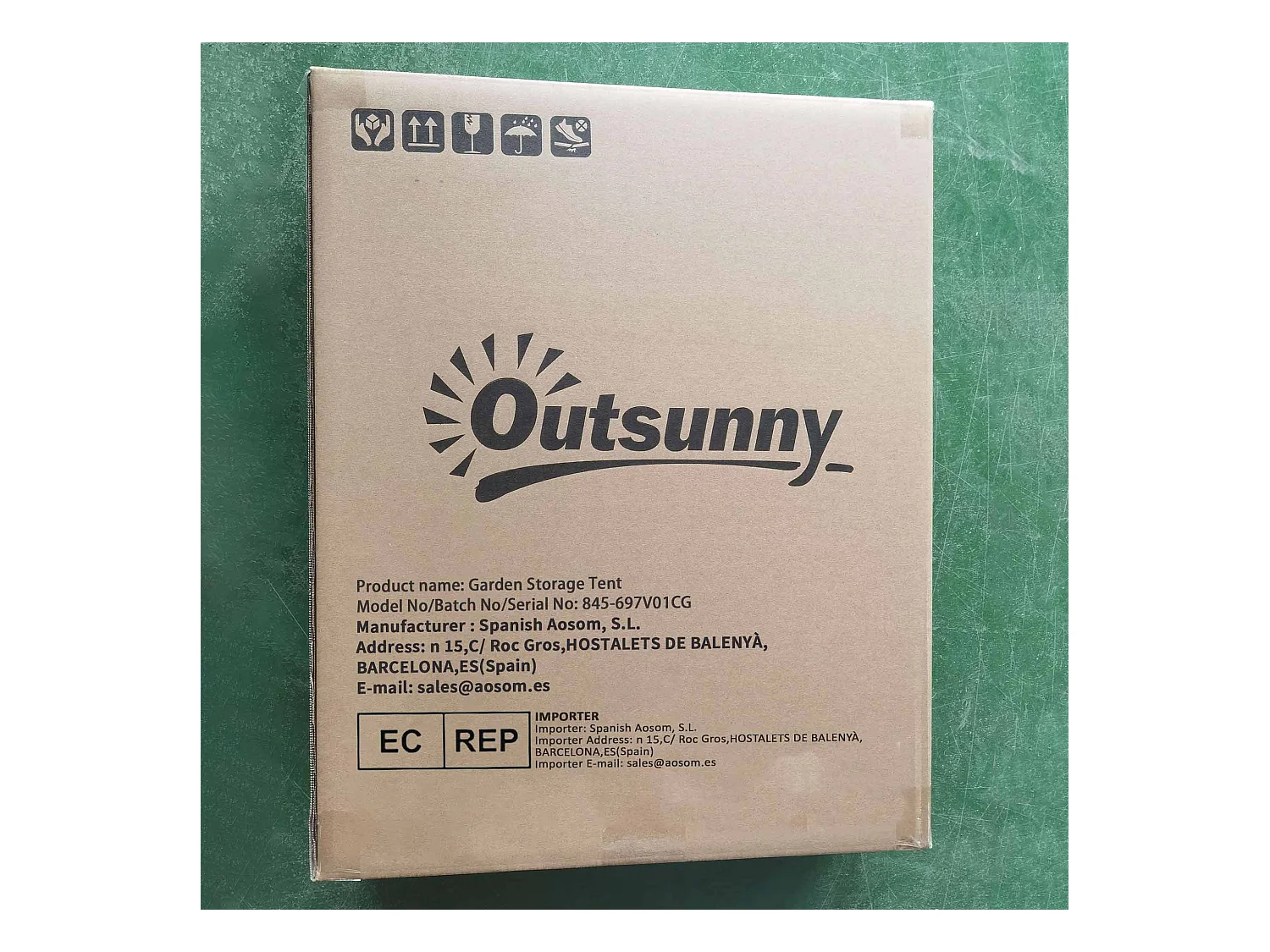 Cobertizo Caraz Outsunny lona impermeable gris oscuro 200x240x200 cm