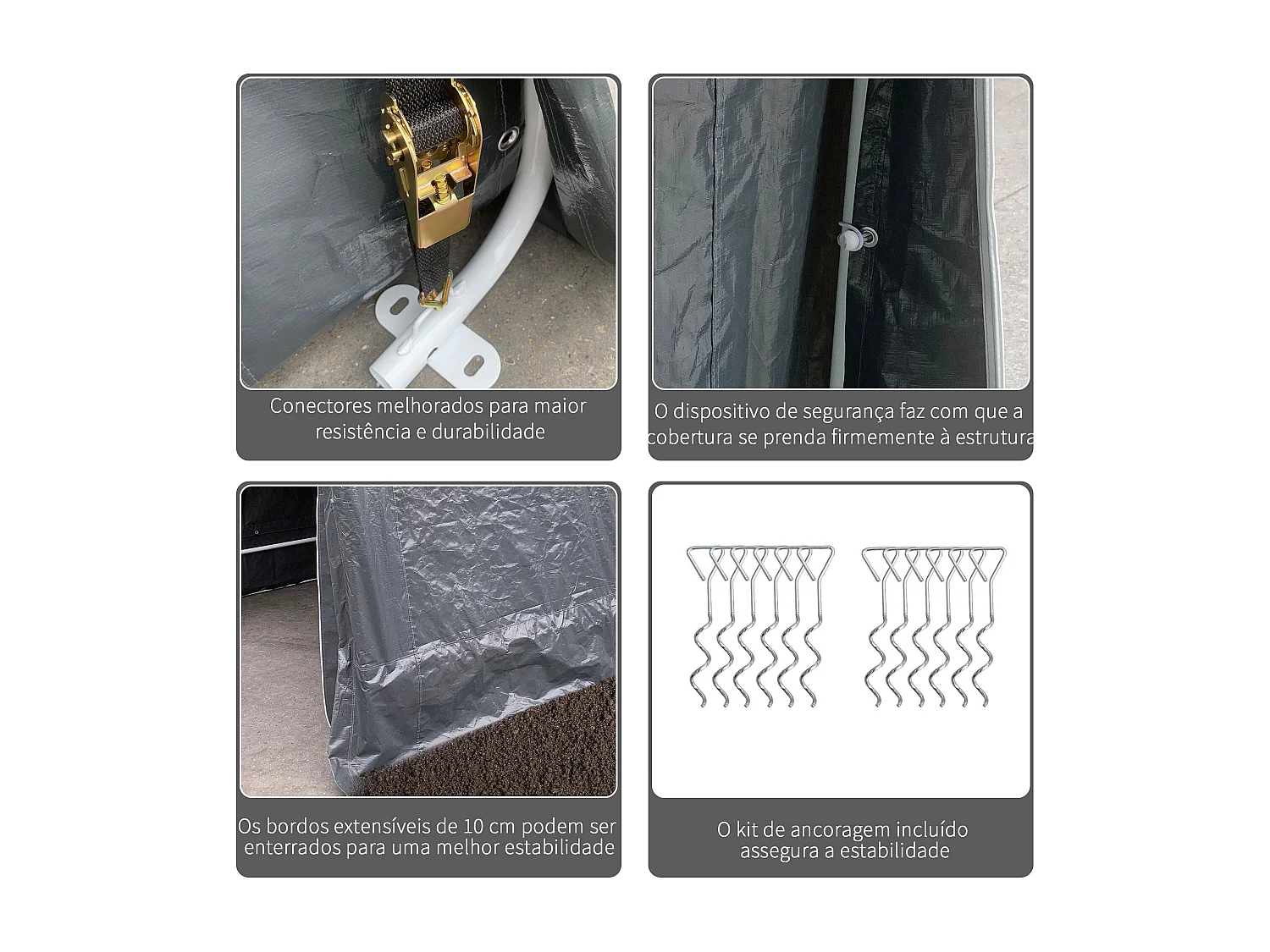 Cobertizo Caraz Outsunny lona impermeable gris oscuro 200x240x200 cm