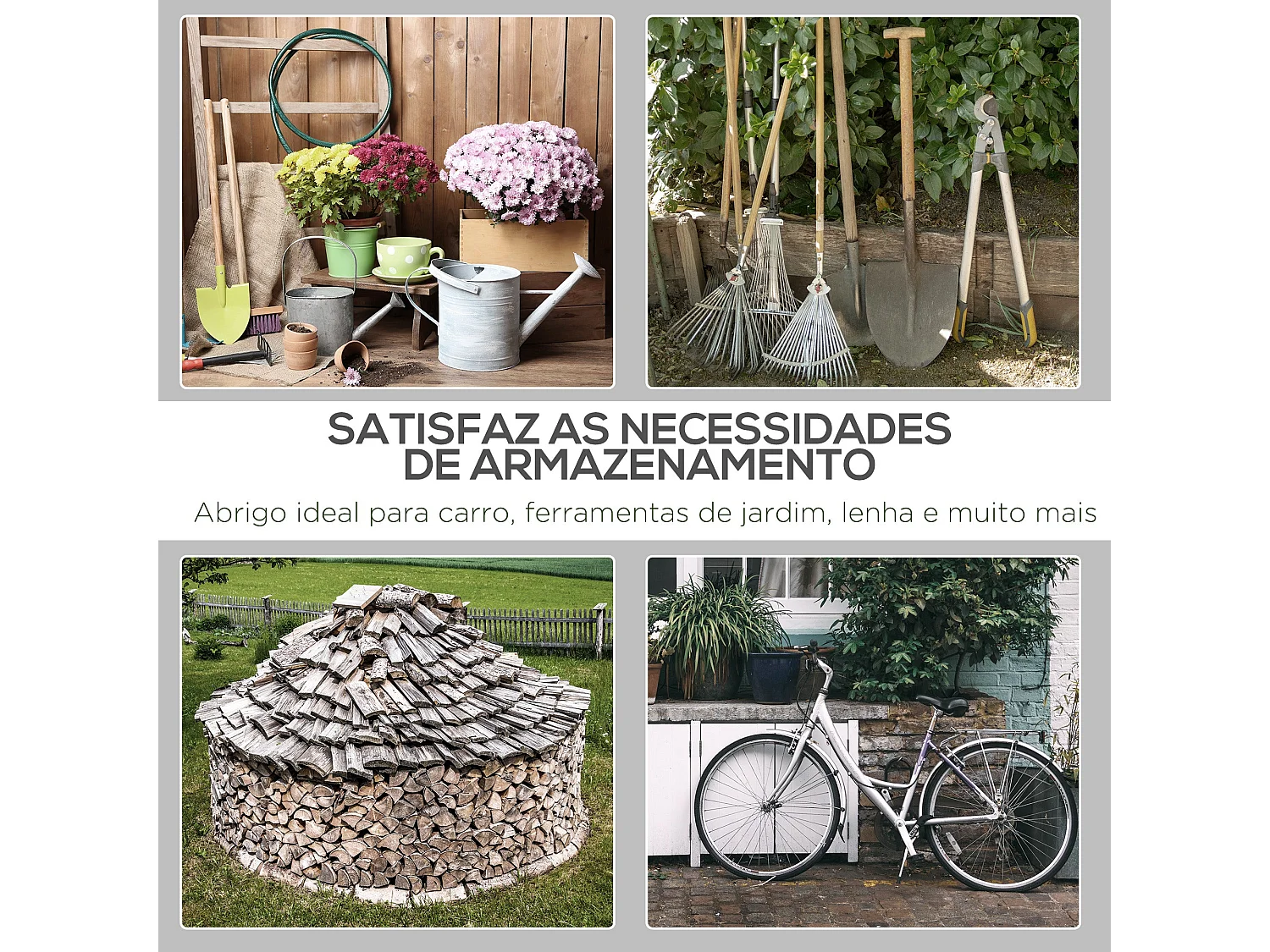 Cobertizo Caraz Outsunny lona impermeable gris oscuro 200x240x200 cm