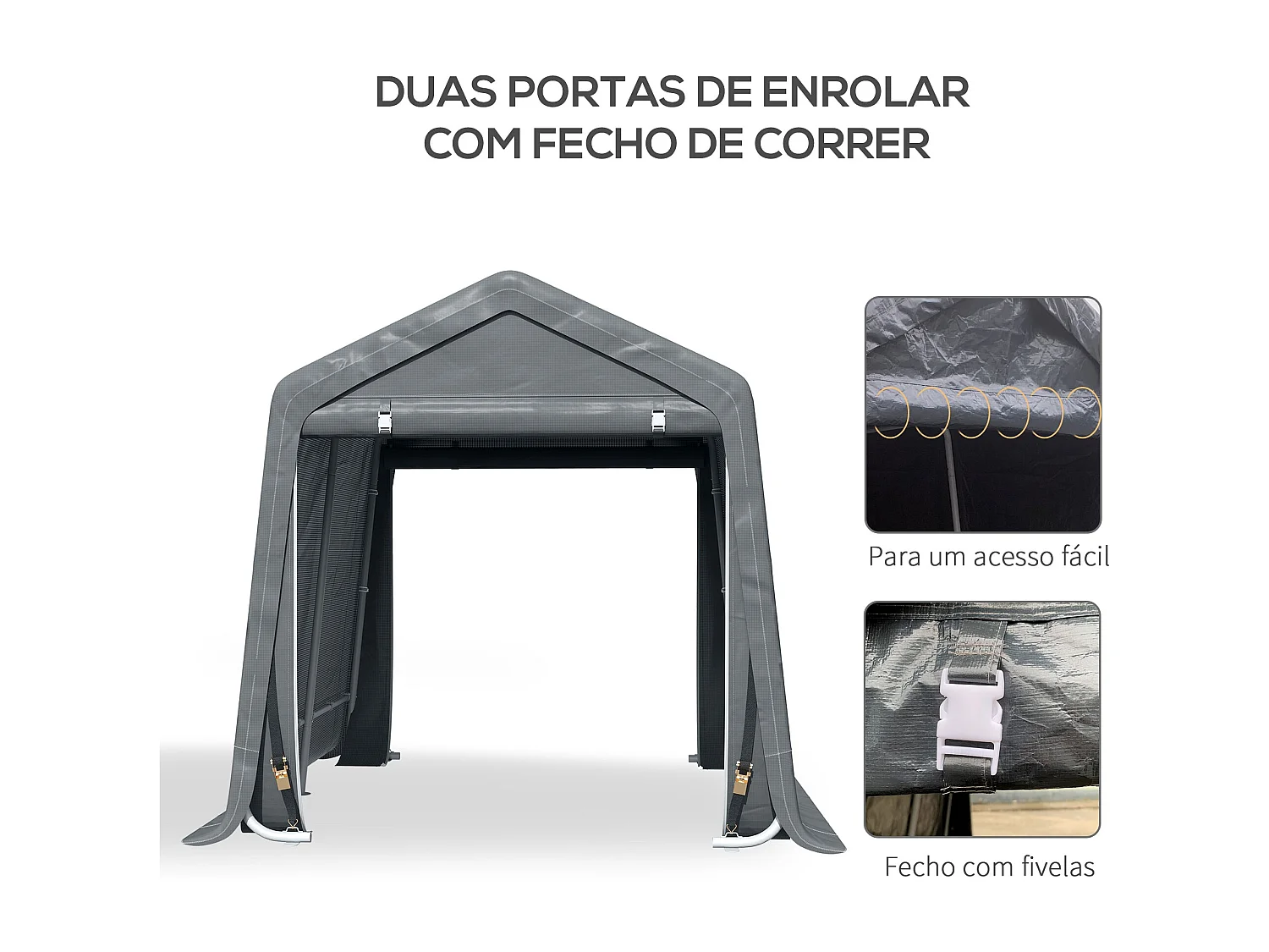 Cobertizo Caraz Outsunny lona impermeable gris oscuro 200x240x200 cm