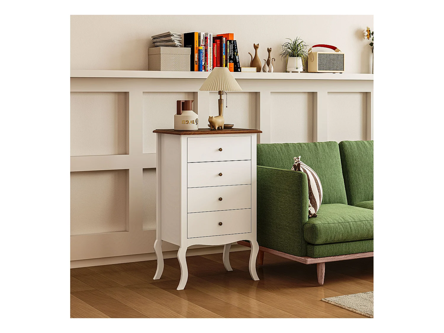 Cómoda Kiwita Homcom 4 cajones blanco 98,5x60x40 cm