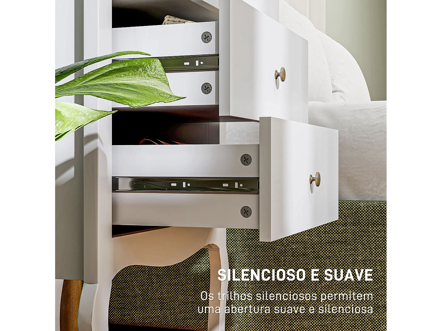 Cómoda Kiwita Homcom 4 cajones blanco 98,5x60x40 cm