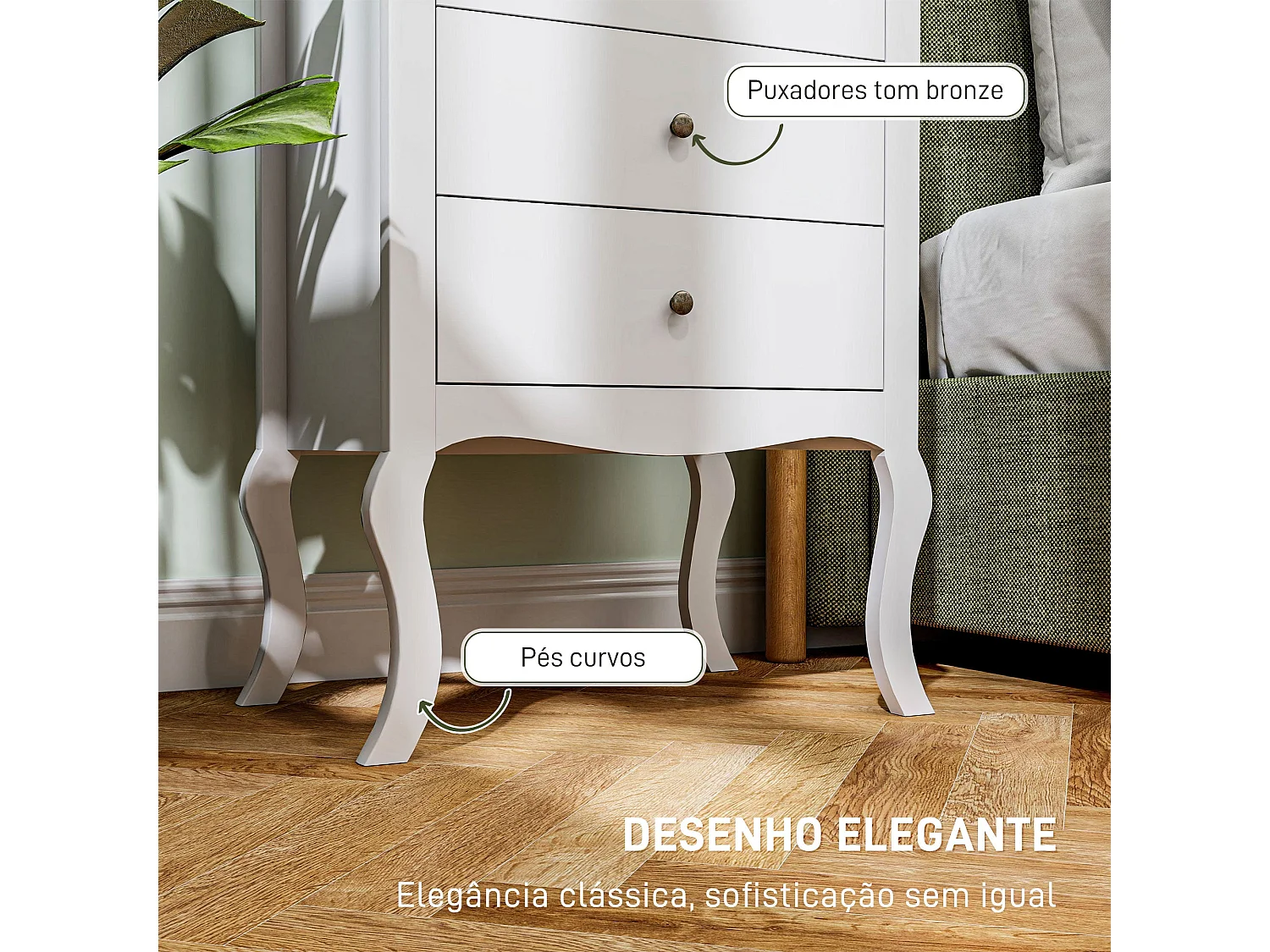 Cómoda Kiwita Homcom 4 cajones blanco 98,5x60x40 cm