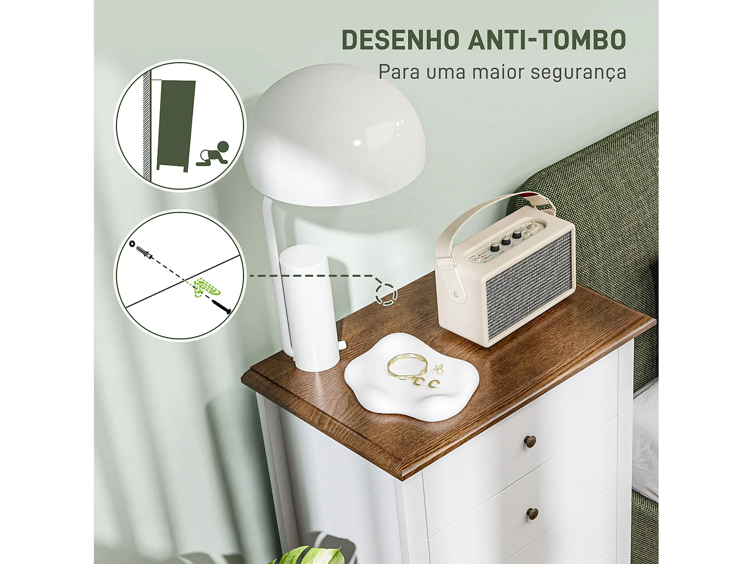 Cómoda Kiwita Homcom 4 cajones blanco 98,5x60x40 cm