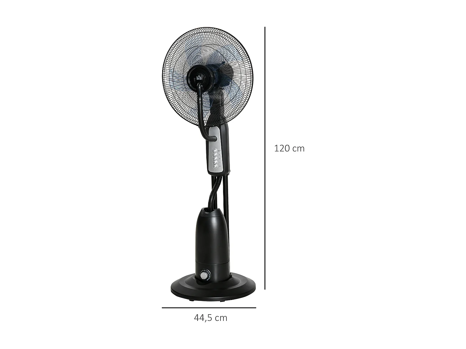 Ventilador de pie con nebulizador negro 44.5x44.5x120 cm HOMCOM