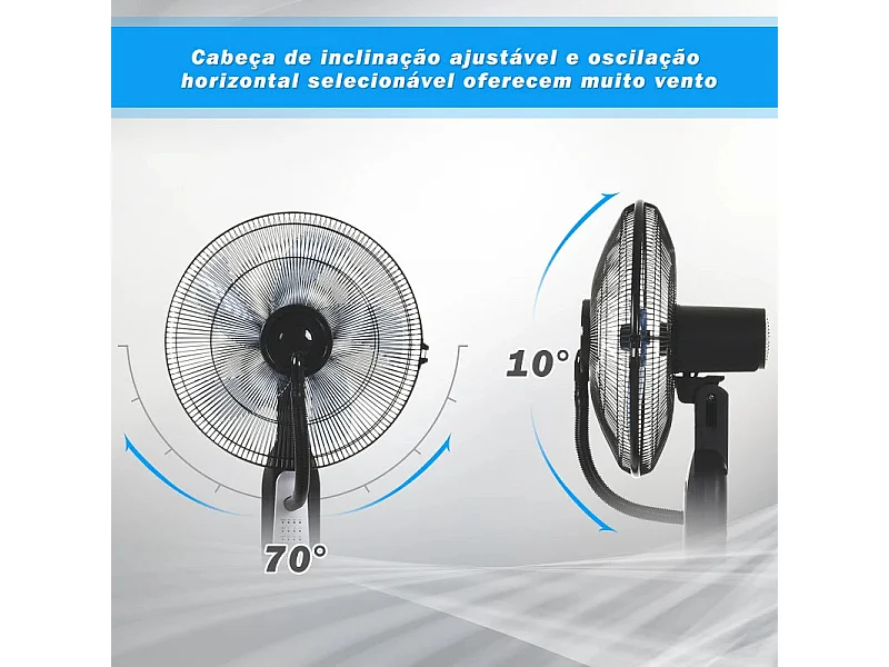 Ventilador de pie con nebulizador negro 44.5x44.5x120 cm HOMCOM