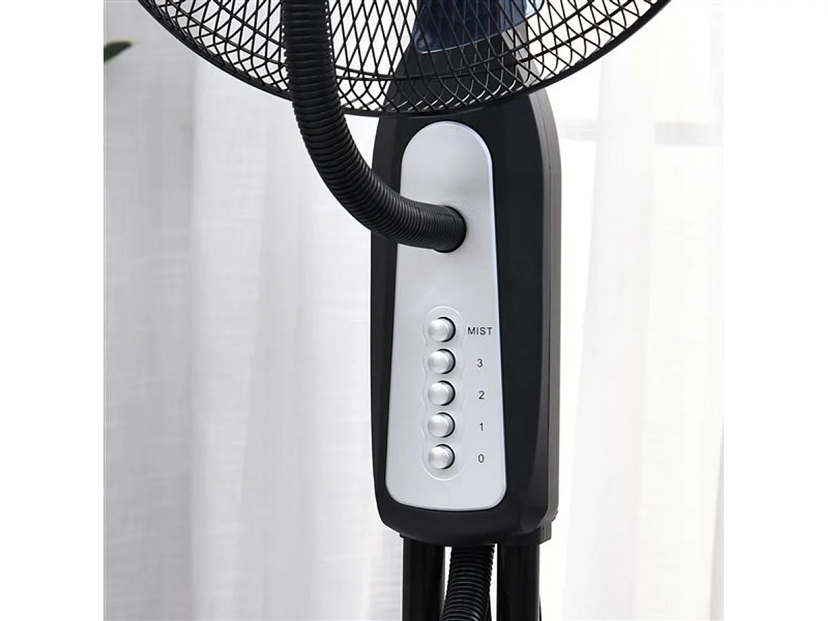 Ventilador de pie con nebulizador negro 44.5x44.5x120 cm HOMCOM