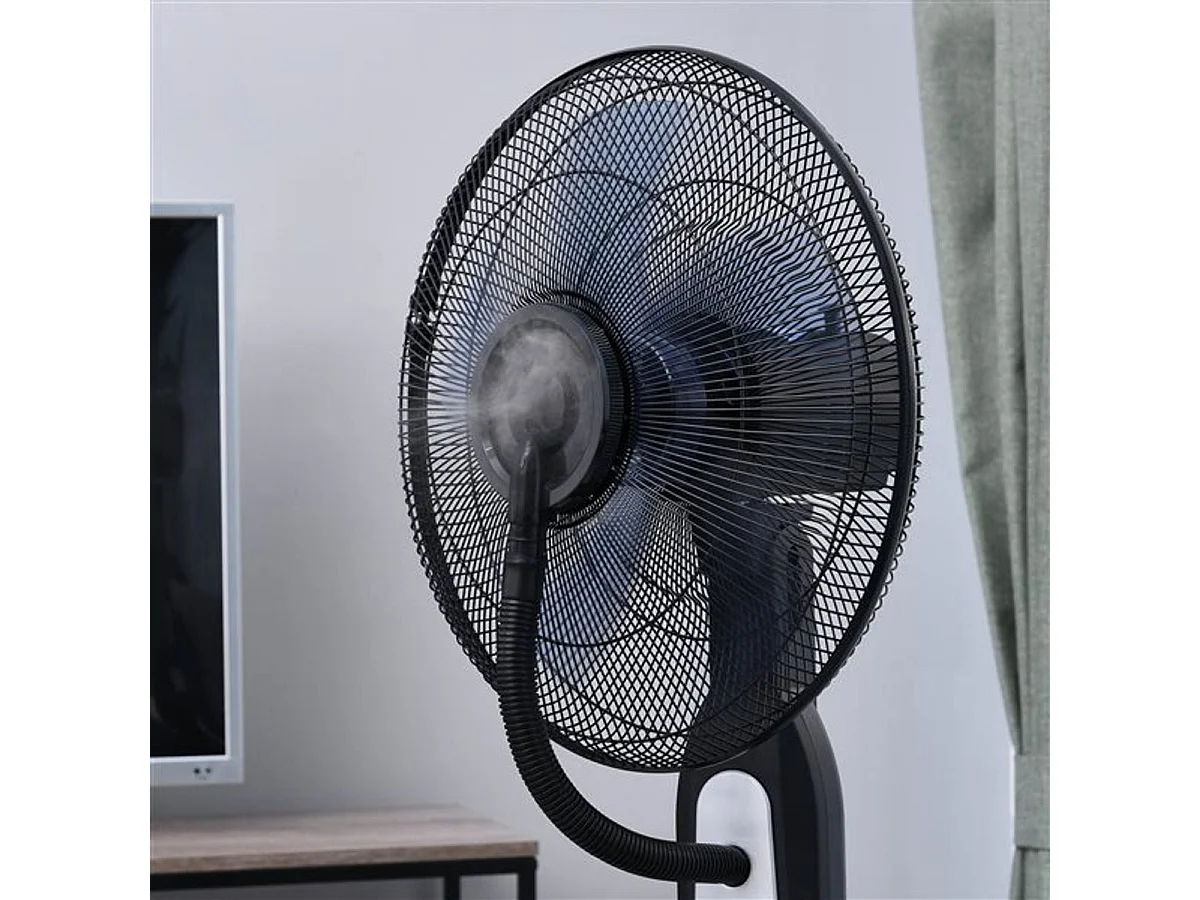 Ventilador de pie con nebulizador negro 44.5x44.5x120 cm HOMCOM